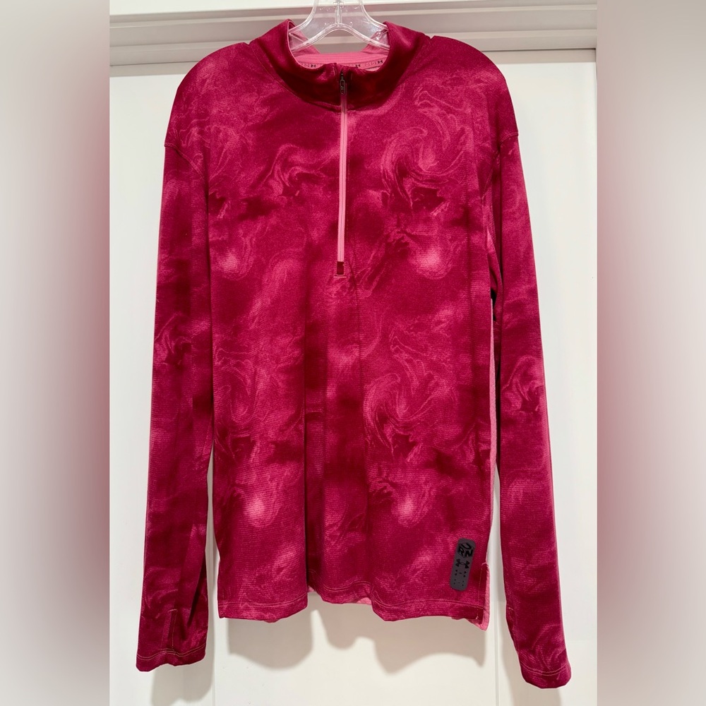 Under Armour Run Women's Berry Pink Marbled Quarter-Zip‎ Pullover Size L